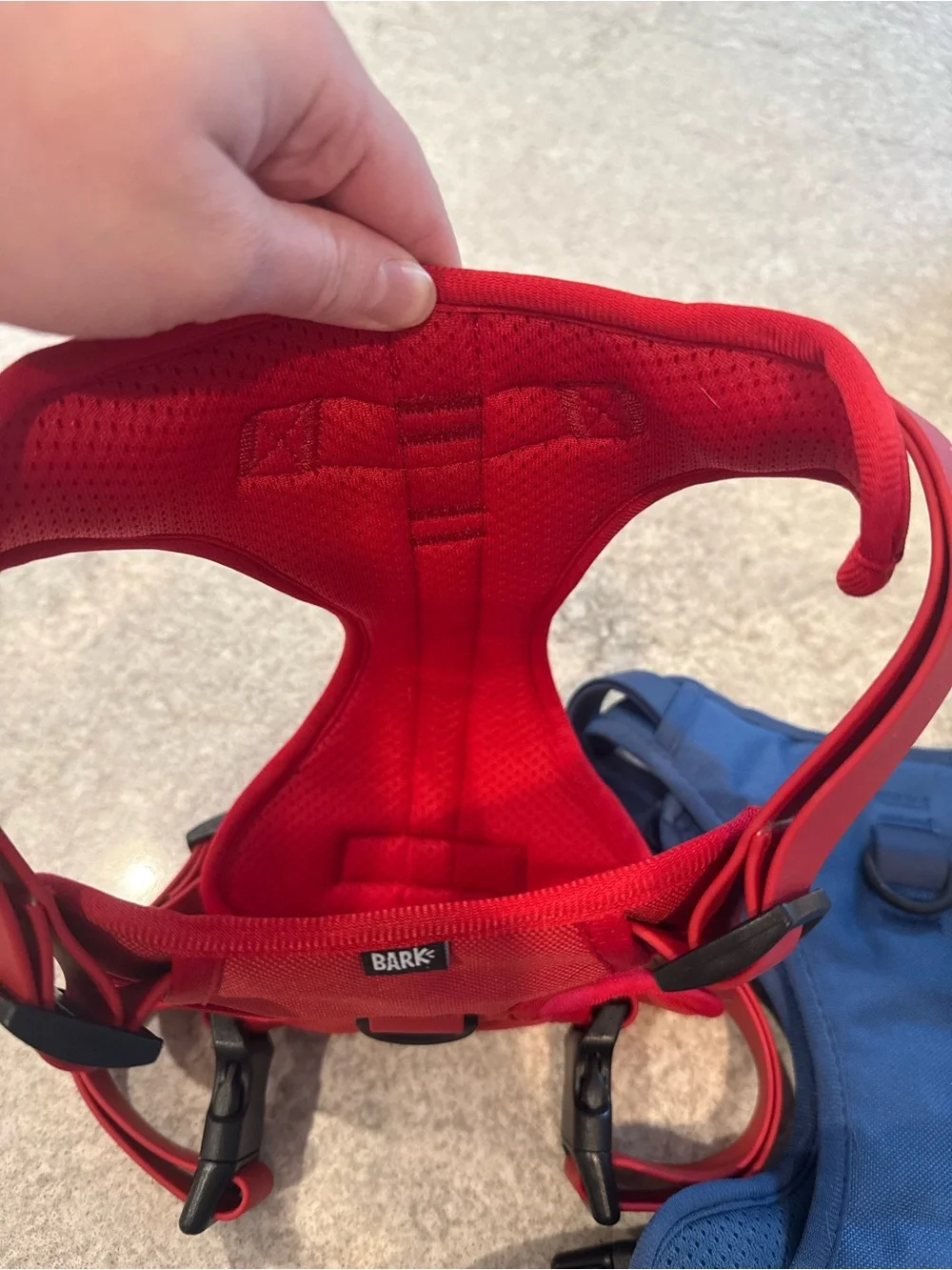 Bark Red & Blue Padded Dog Harness Set - Dual Comfort